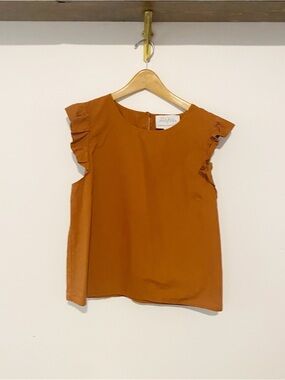 Anthropologie Ruffle Sleeve Women's Top in Rust